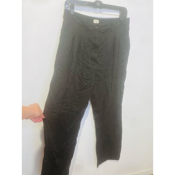 DONNI Women's Black Twill Pleated Button Front Zip Up Closure Pants Size Large - Picture 4 of 15